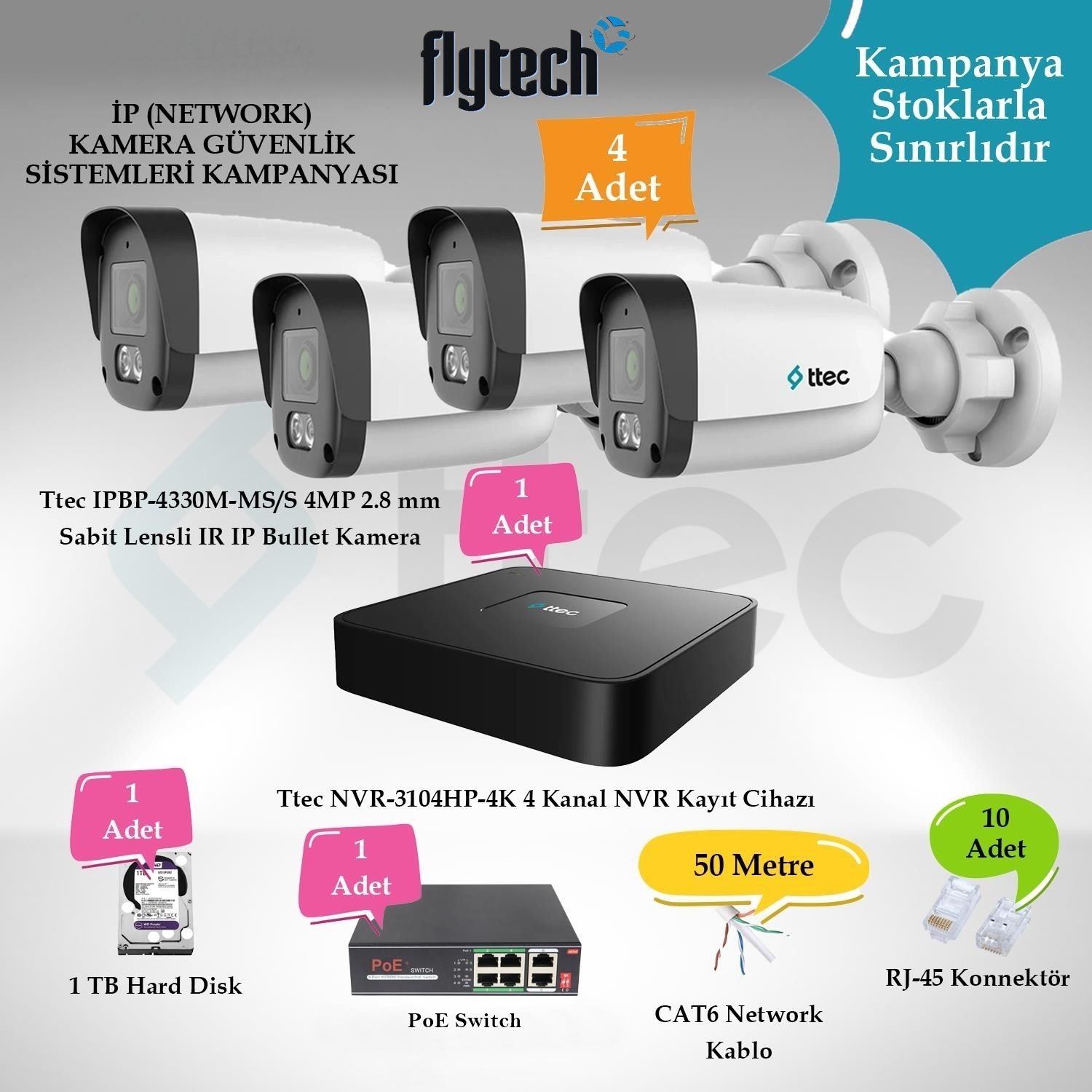 Комплект IP-камер Ttec, 4 камеры, 4 Мп