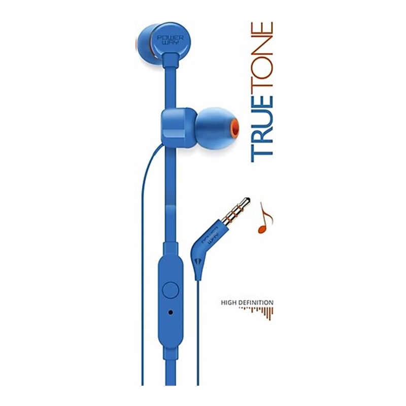 Powerway Truetone Blue In-Ear Earphones with Microphone, 3.5 mm Jack