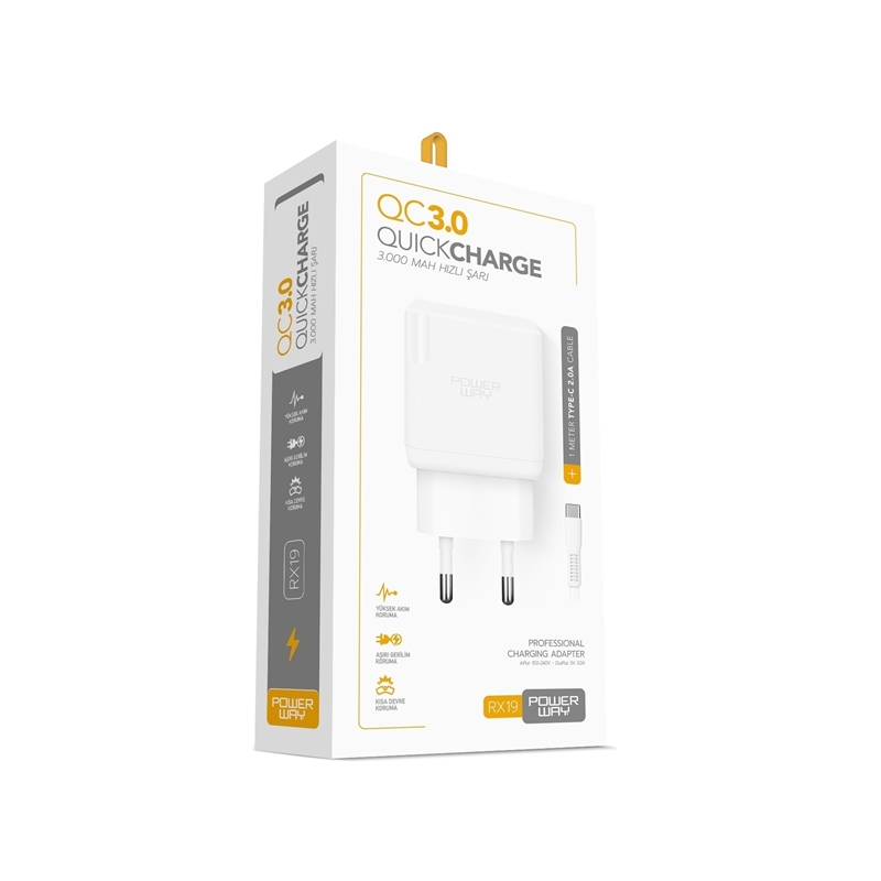 Powerway RX19 Type-C 3 Amper Qc 3.0 Amper Şarj Seti