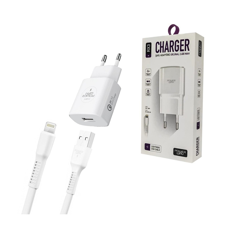 Powerway RX3 iPhone 2600 Amper Şarj Seti