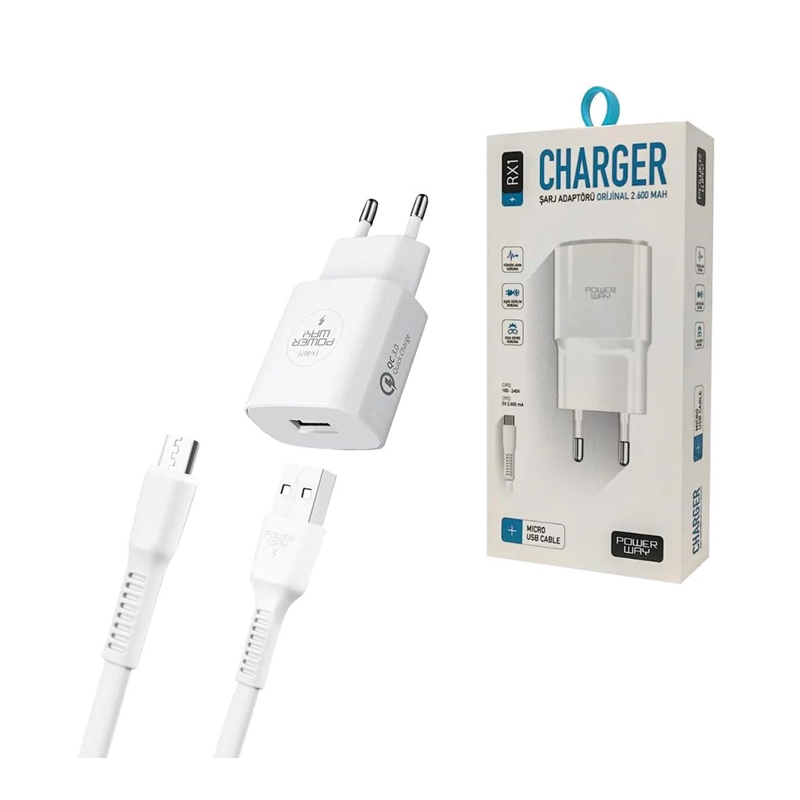 Powerway RX1 Micro USB 2600 Amper Şarj Seti