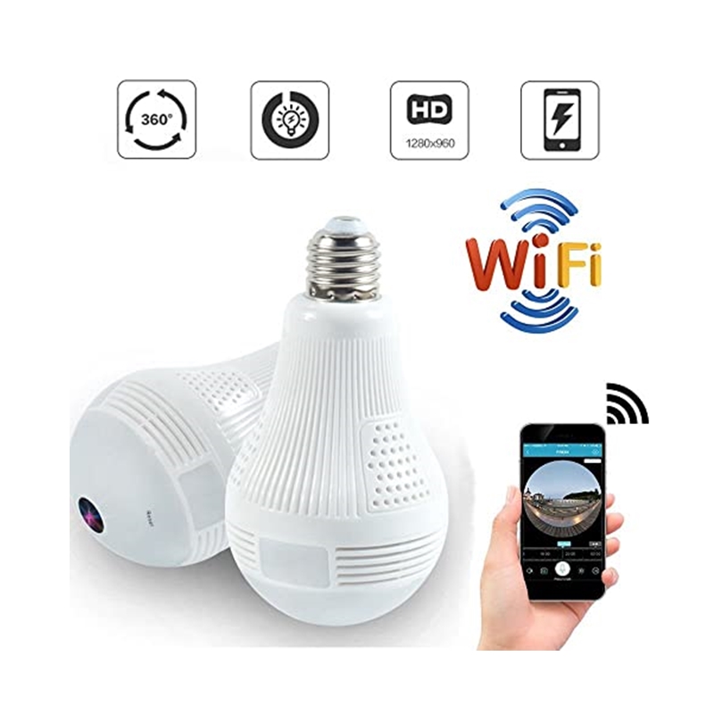 Wifi IP Kamera Ampul Panaromik 360 derece Ses Video Kayıt Gözetleme Ev Güvenlik Kamerası