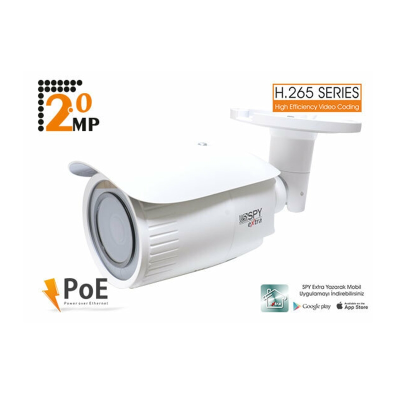 SP-EX1623G1-IZ 2.0 MP 2,8-8 mm MP Motorize Lens 4 Array LED H.265 IR Bullet IP Kamera