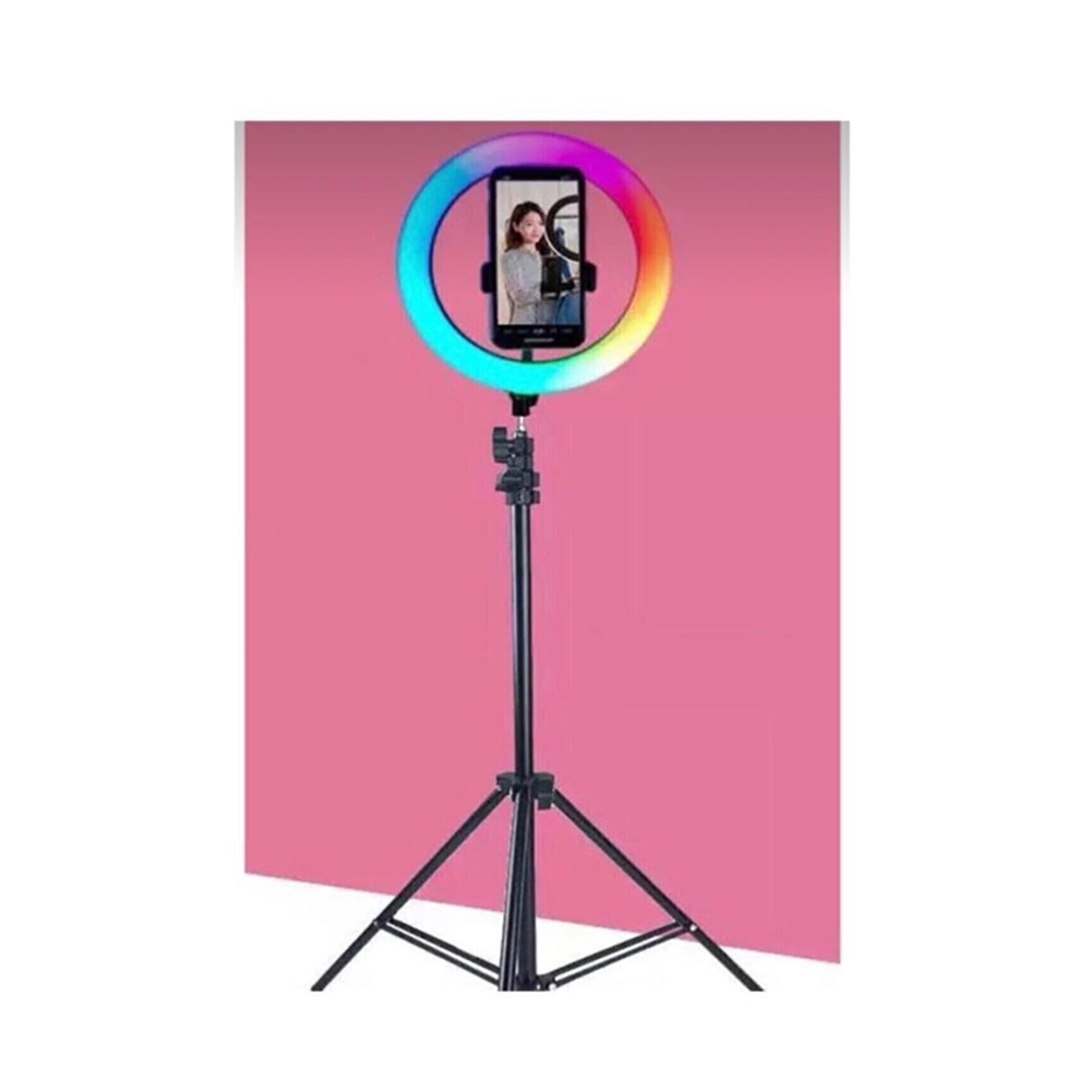 Telefon Tutucu Rgb Youtuber Tiktok Çekim Renkli Ring Light Makyaj Işığı 10 Inç