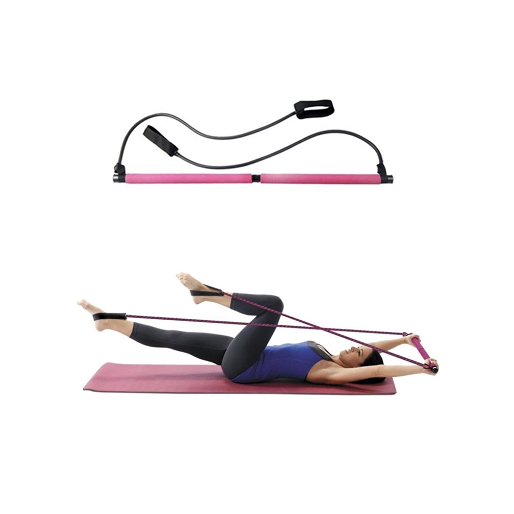 Delta Portable Pilates Studio Gym Exercise Bar, 90 cm, 2 Resistance Bands