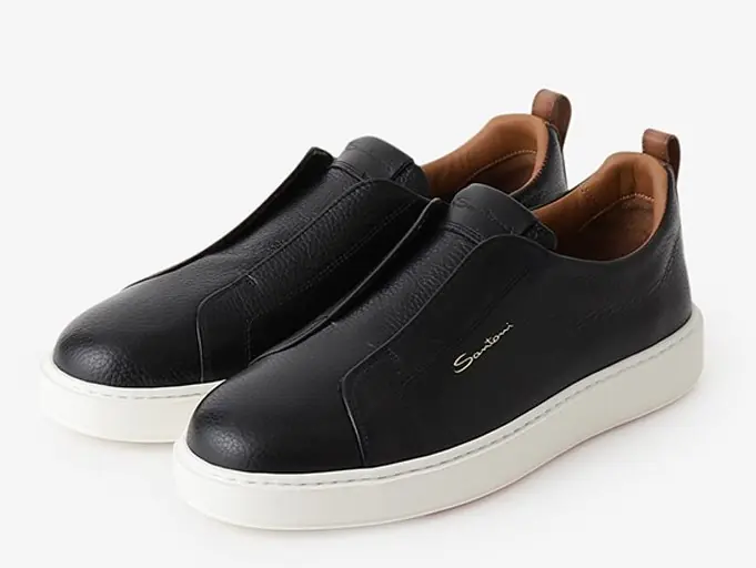 Santoni Victory Men's Black Slip-On Sneakers