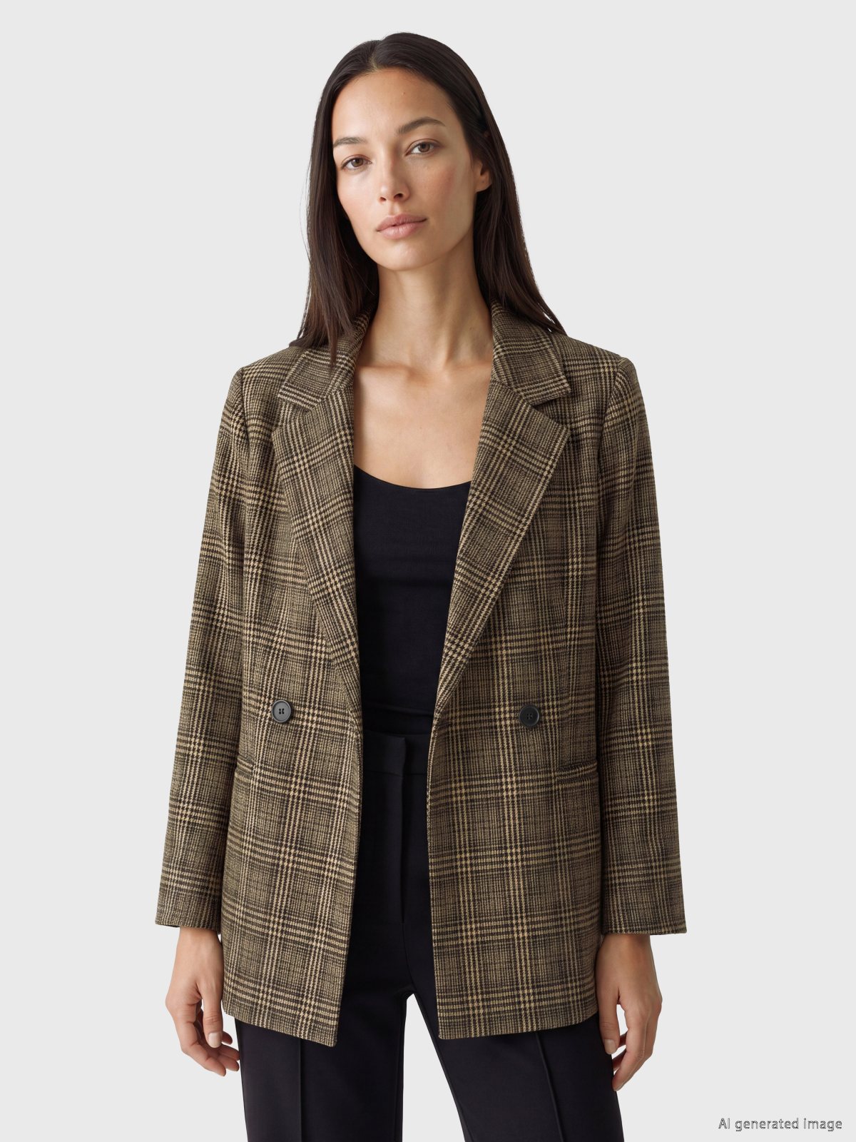 LC Waikiki 7430146 Beige Checked Blazer Jacket