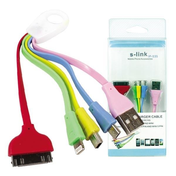 S-Link IP-535 кабель 4 в 1 для зарядки и передачи данных iPhone 4/5, Micro и Mini USB