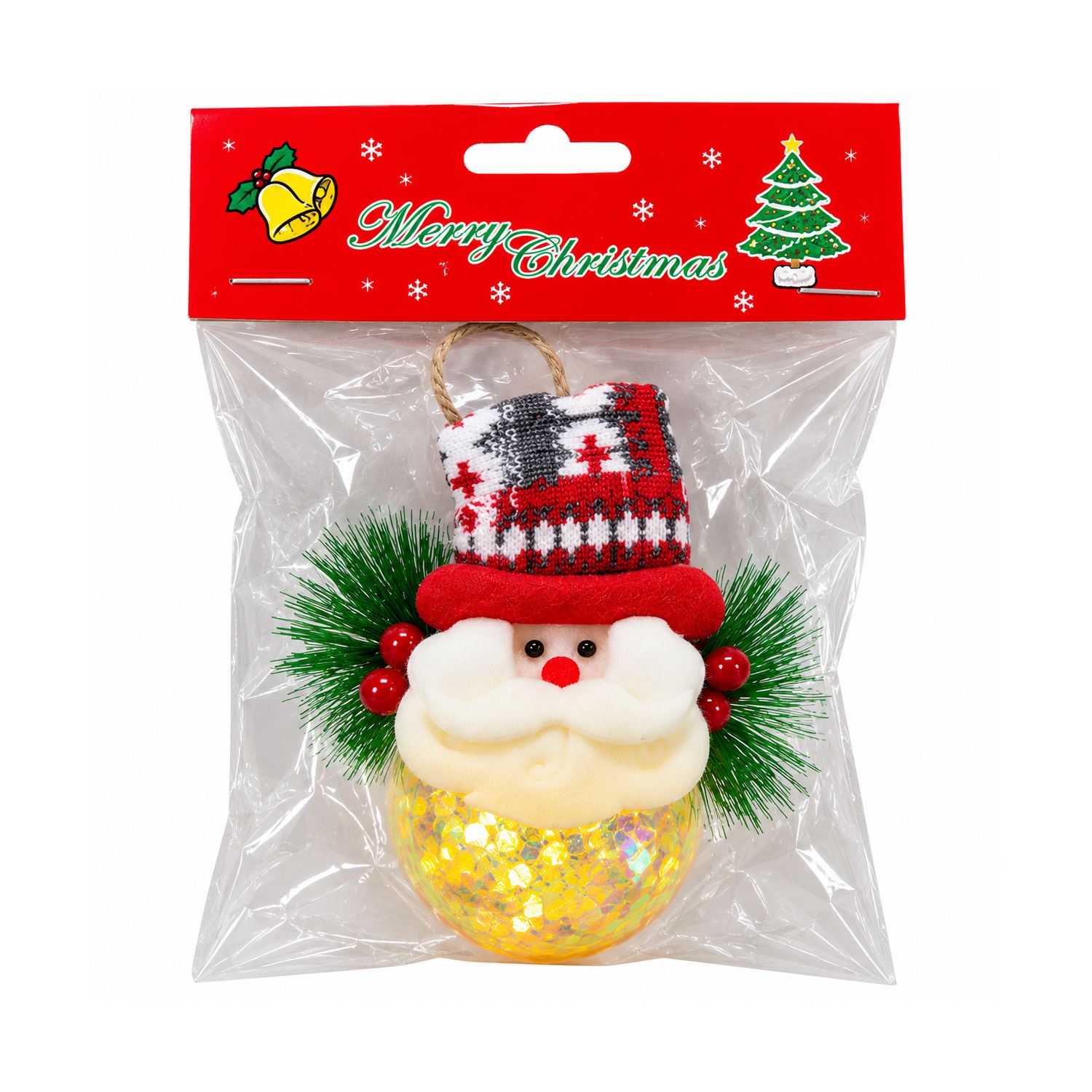 Işıklı Yılbaşı Figürlü Ağaç Süsü Noel Baba