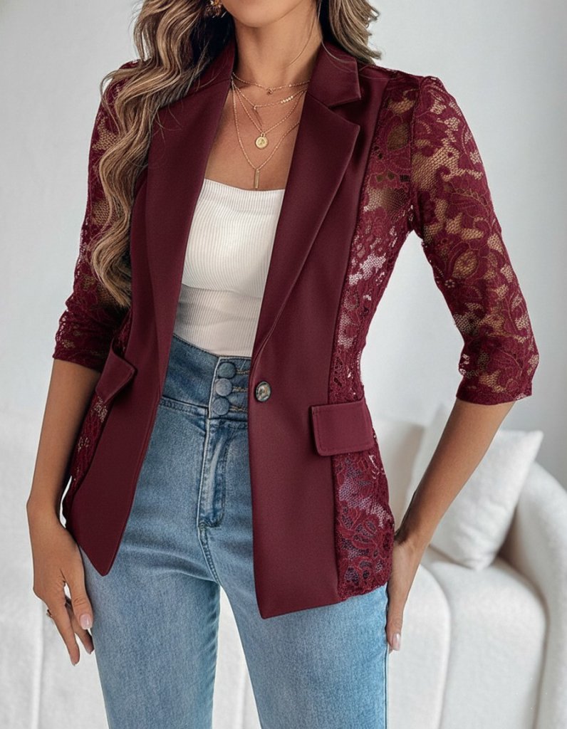 FashionWe 178593 Women's Lace-Detail Jacket