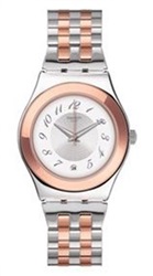 Swatch Midimix YLS454GC Men's Watch, Silver/Rose