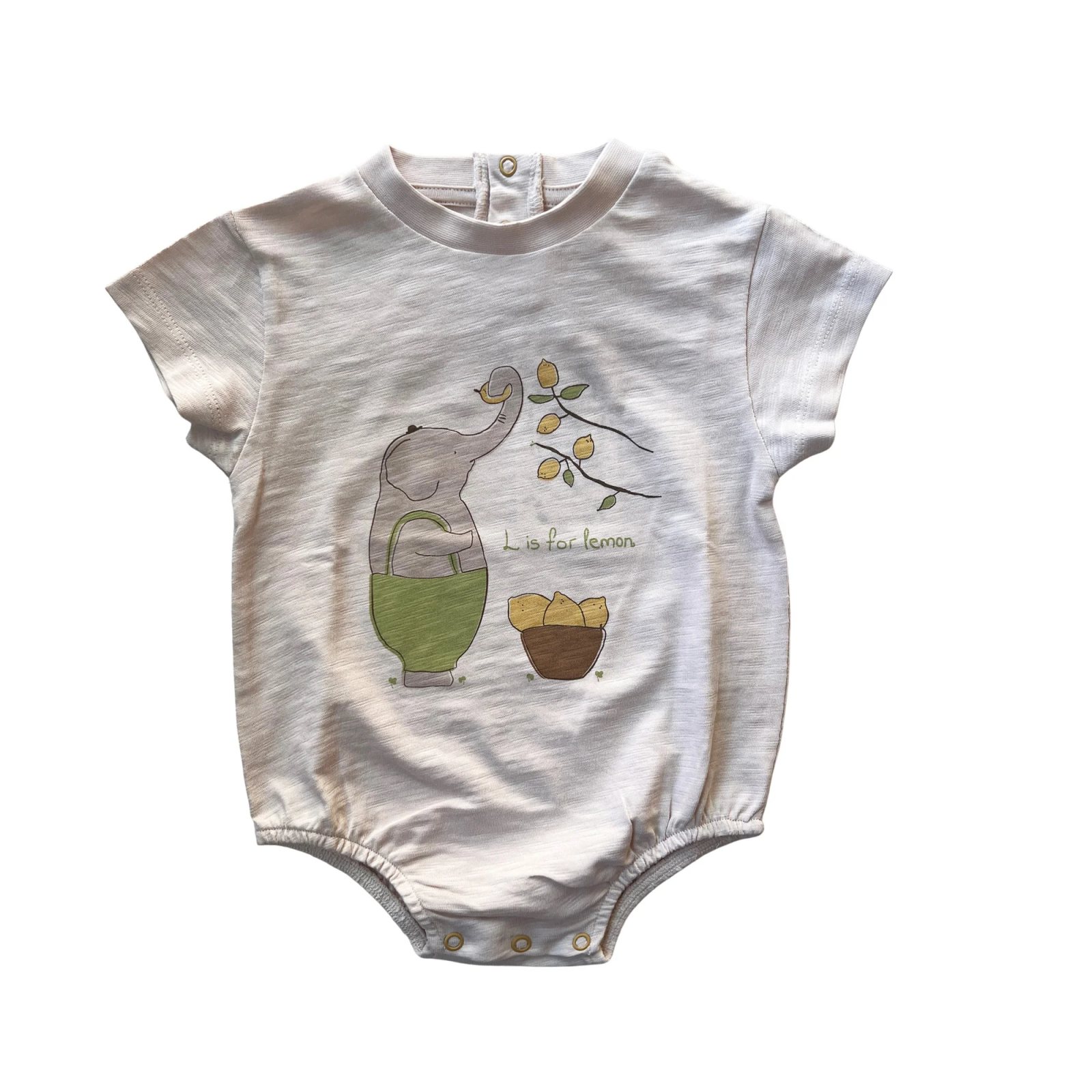 Auntie Me Elephant picking up Lemons Bubble Onesie 100% organic cotton - certified