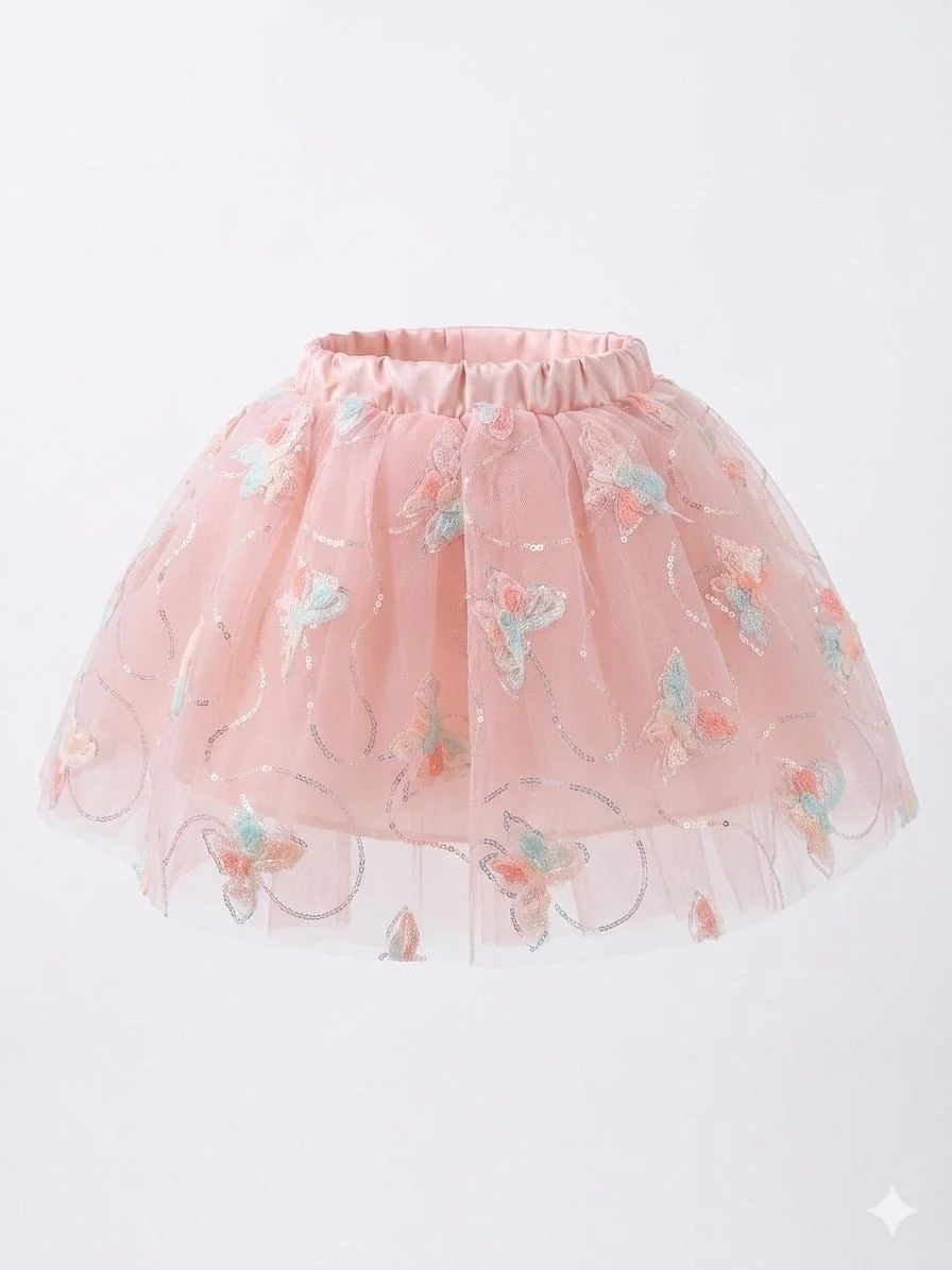 Chica Magica Butterfly Kelebek İşlemeli Yavruağzı Tütü Kız Çocuk Etek