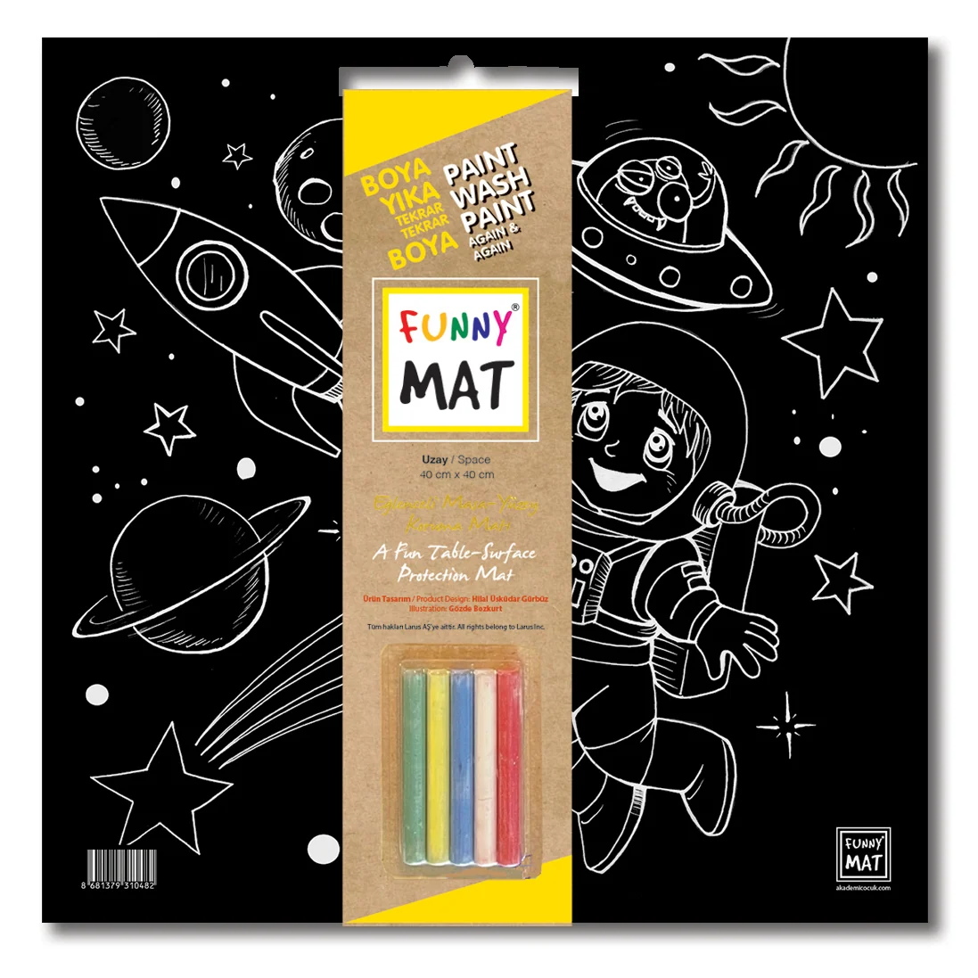 Akademi Çocuk Funny Mat Black Space Chalk Mat 40 × 40 cm