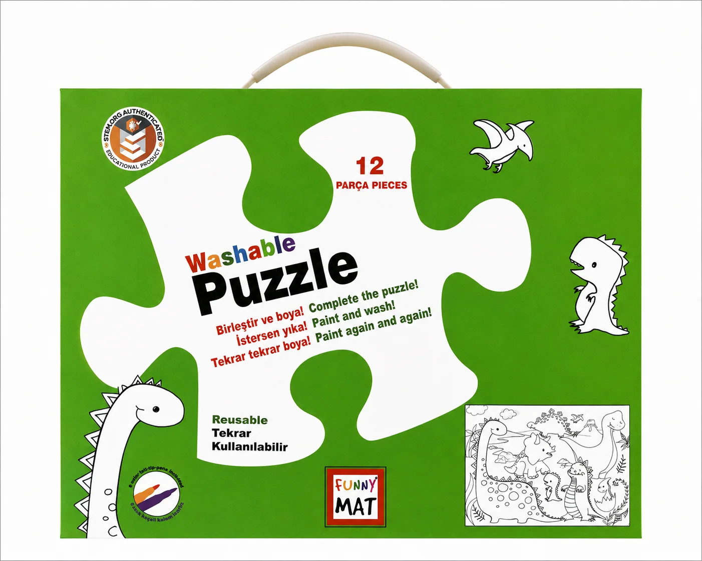 Funny Mat Washable Puzzle Dinazor Çağı