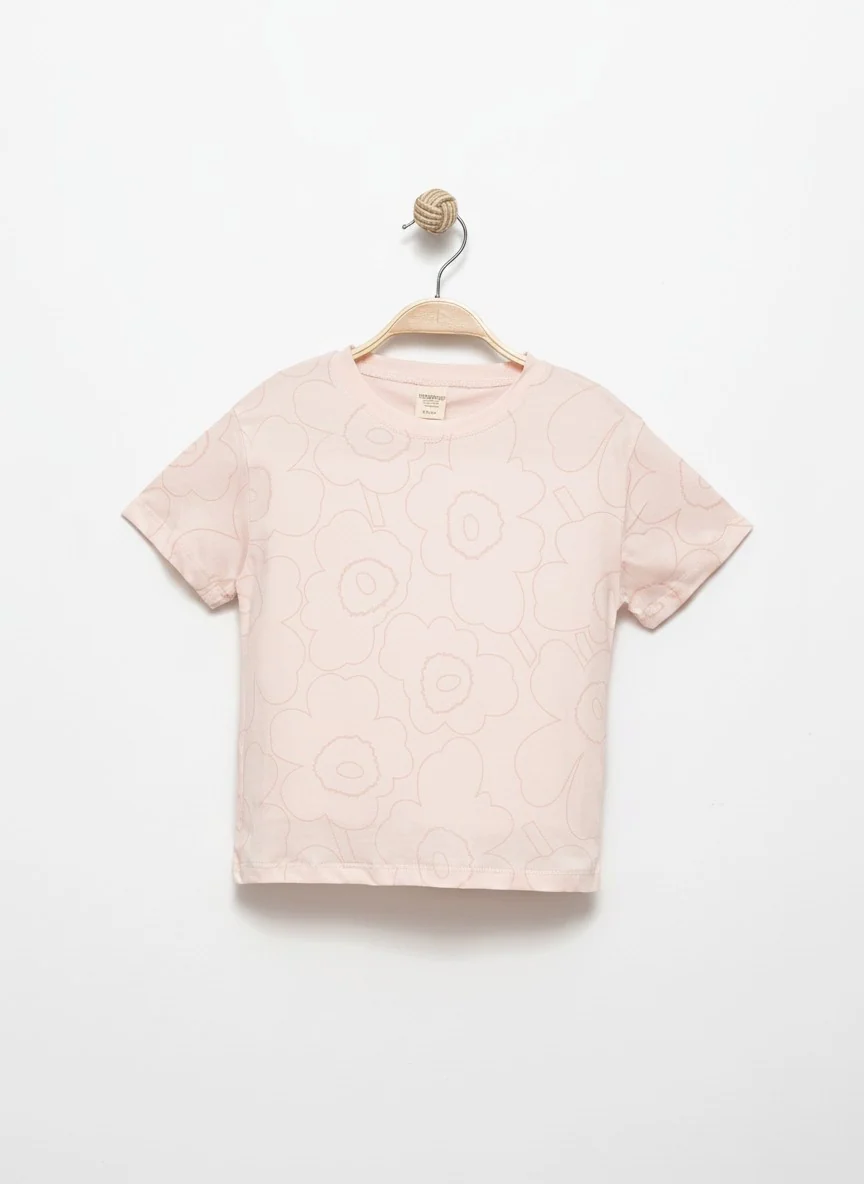 Yaka Detaylı Soft Cotton T-shirt Pudra 2705-2