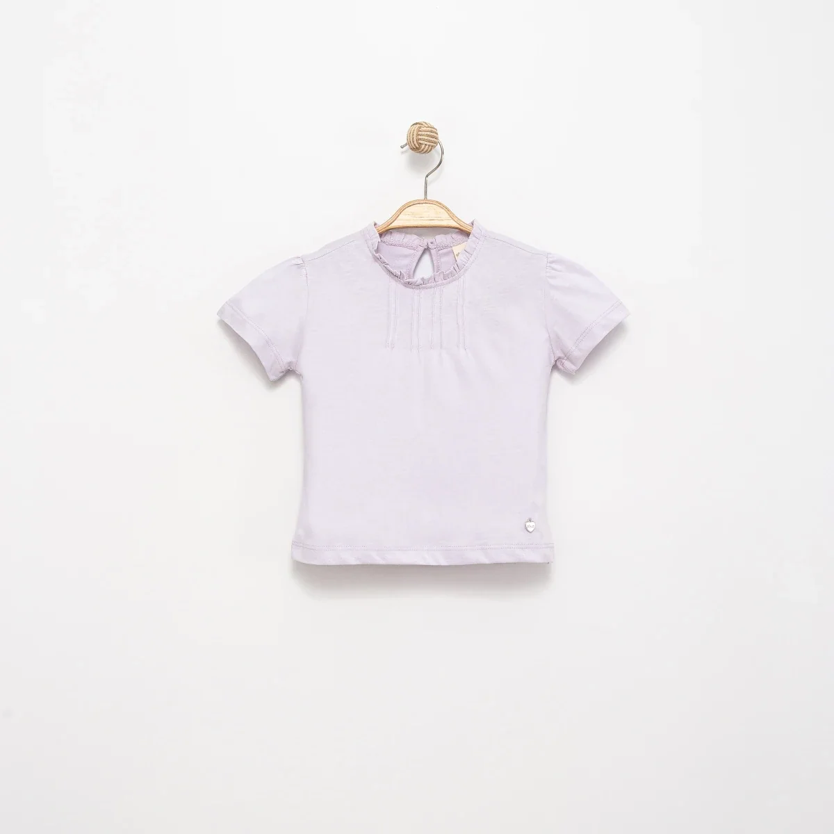 Yaka Detaylı Soft Cotton T-shirt Lila 2705-2