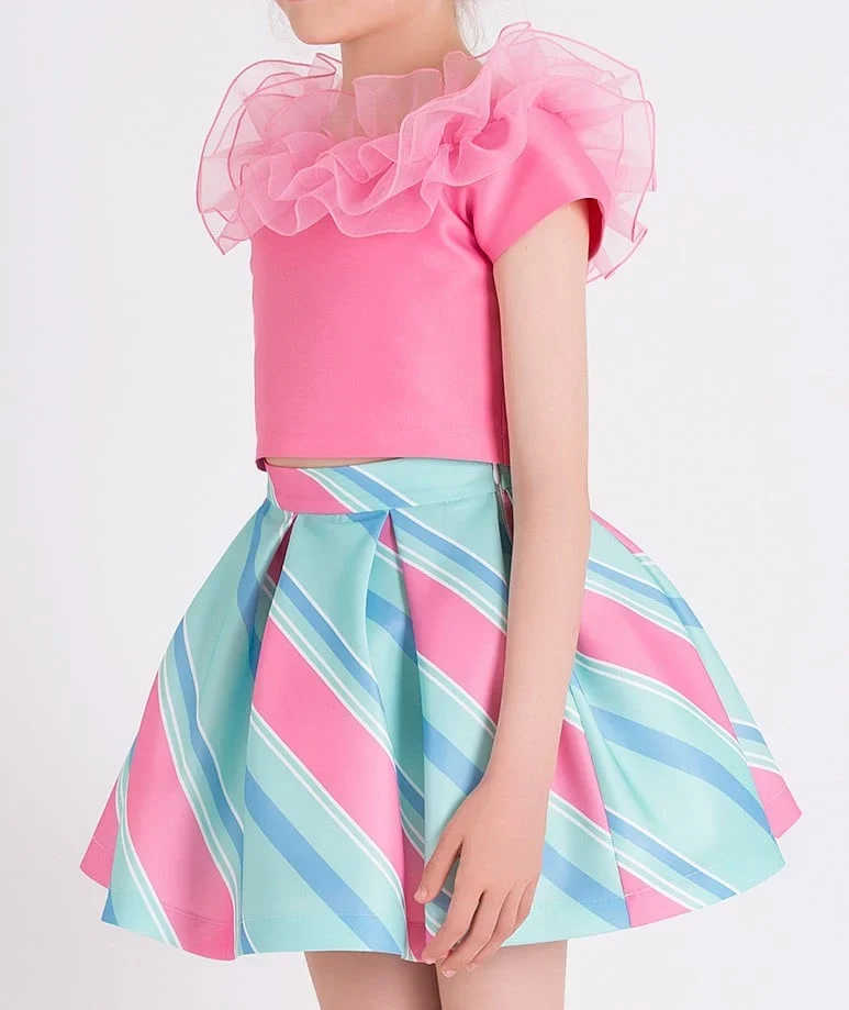 Goose Tül Fırfır Pembe Bluz