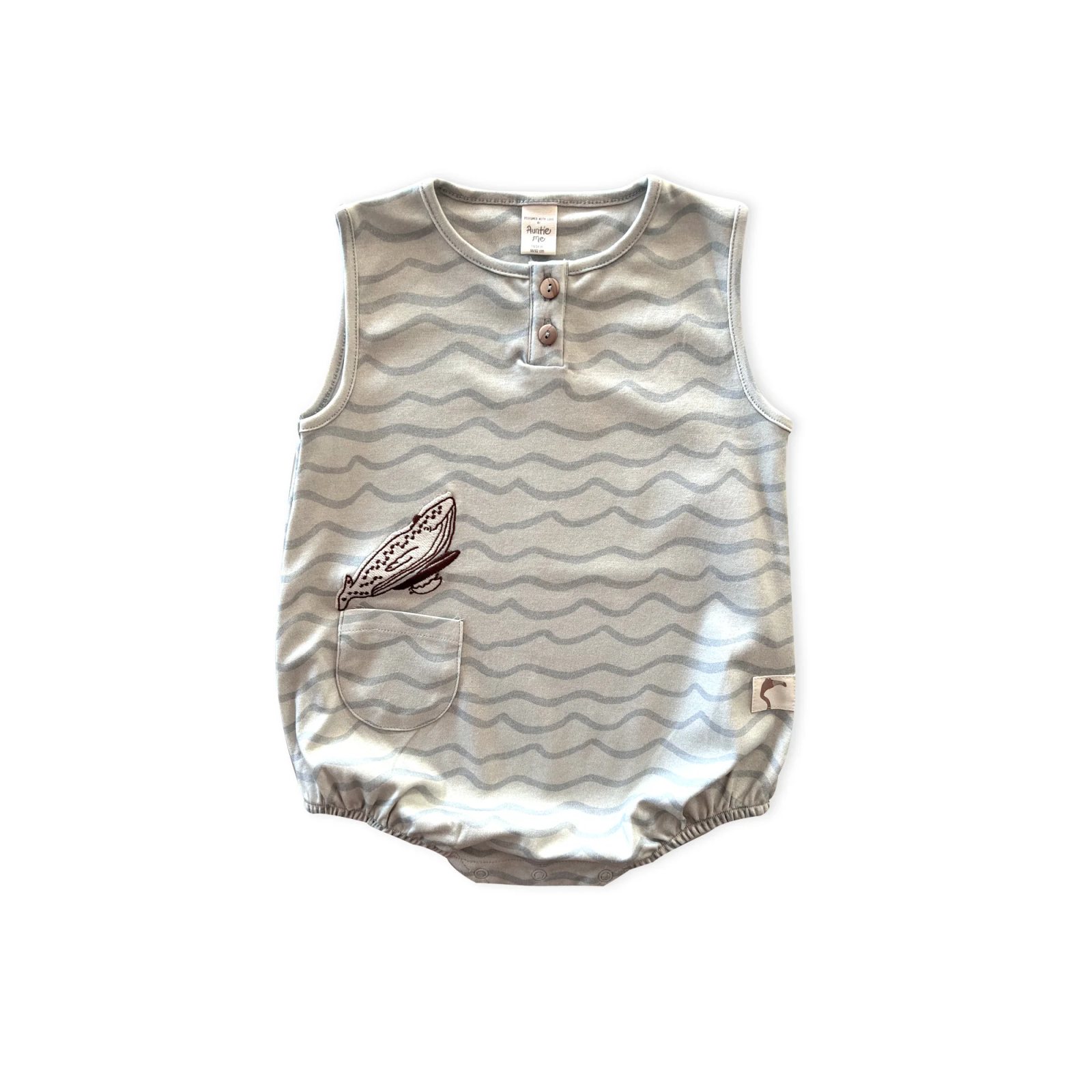 Organic Blue Waves Surfing Whale Bubble Onesie