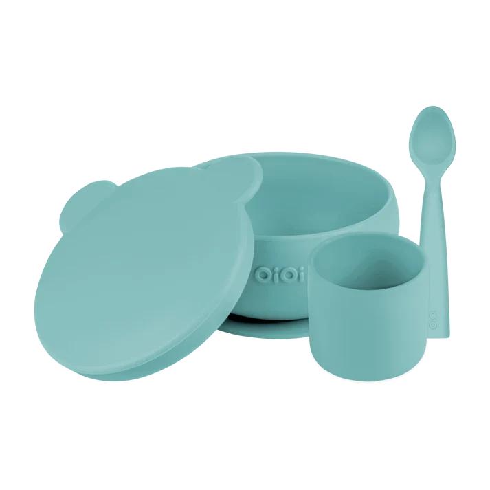 OiOi BLW Set I Silikon Bebek Beslenme Seti Aqua Green
