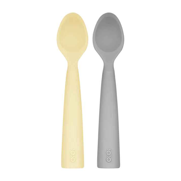 OIOI Nam Nam 2-Piece Mellow Yellow Powder Grey Silicone Spoons