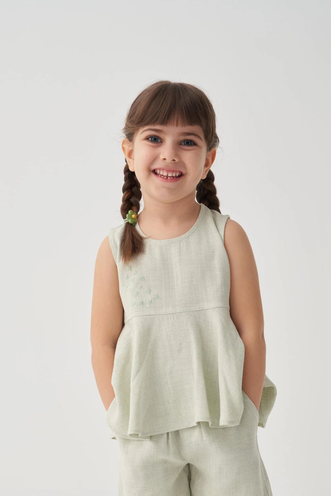 OLV459 Kalp Nakışlı Volanlı Bluz