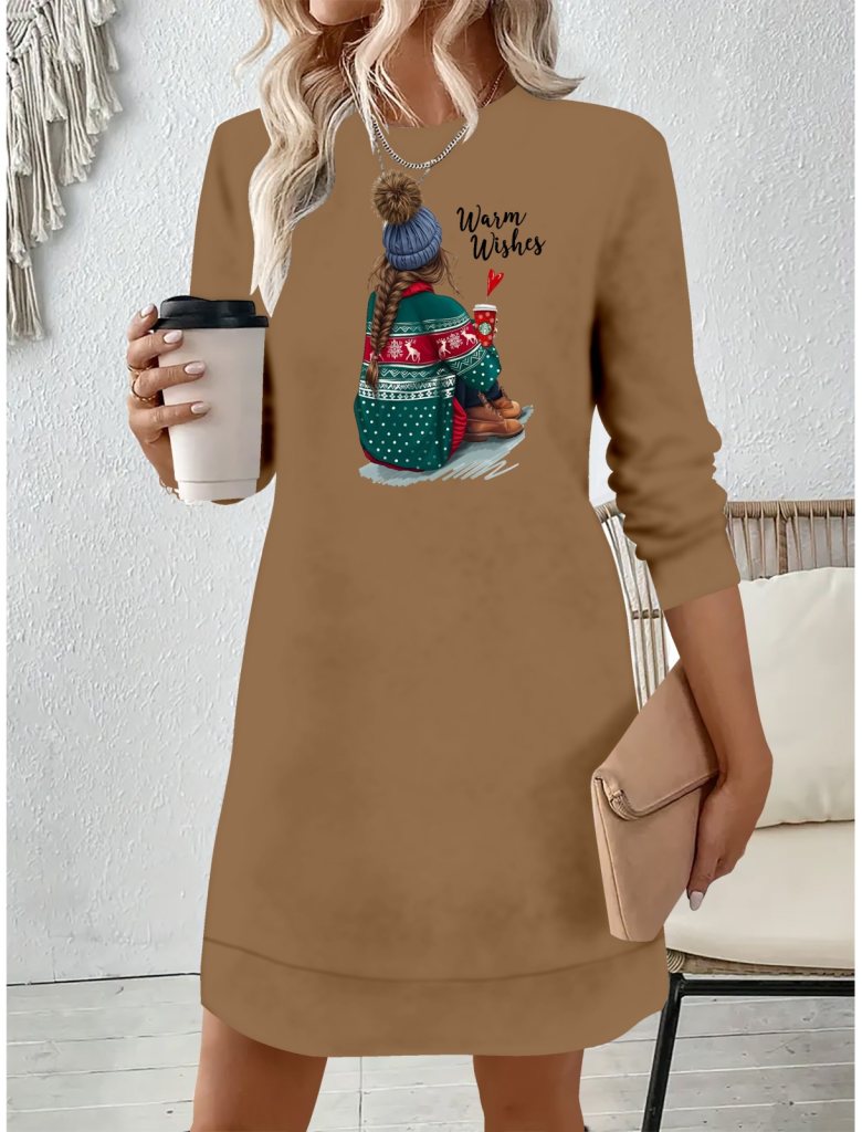 Girince 138624 Women's Long-Sleeve Patterned Dress