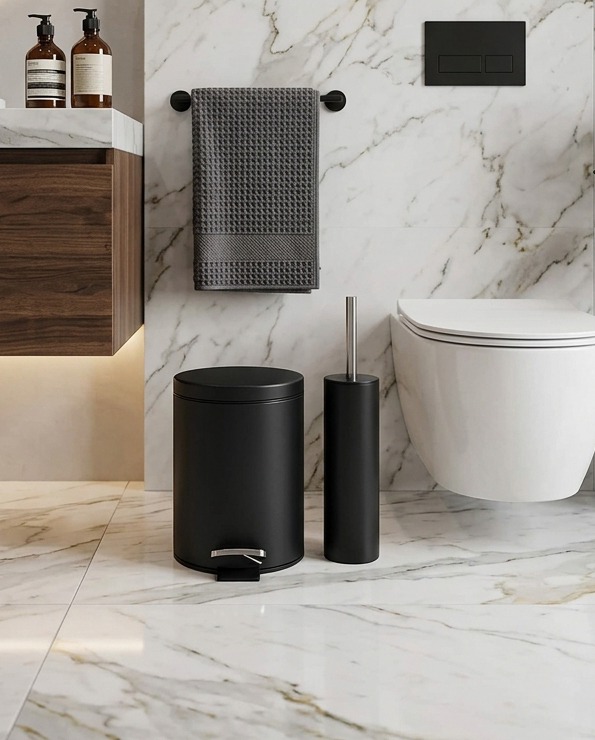 La Bain Black 2PCS 3lt Pedal Bin/brush Set