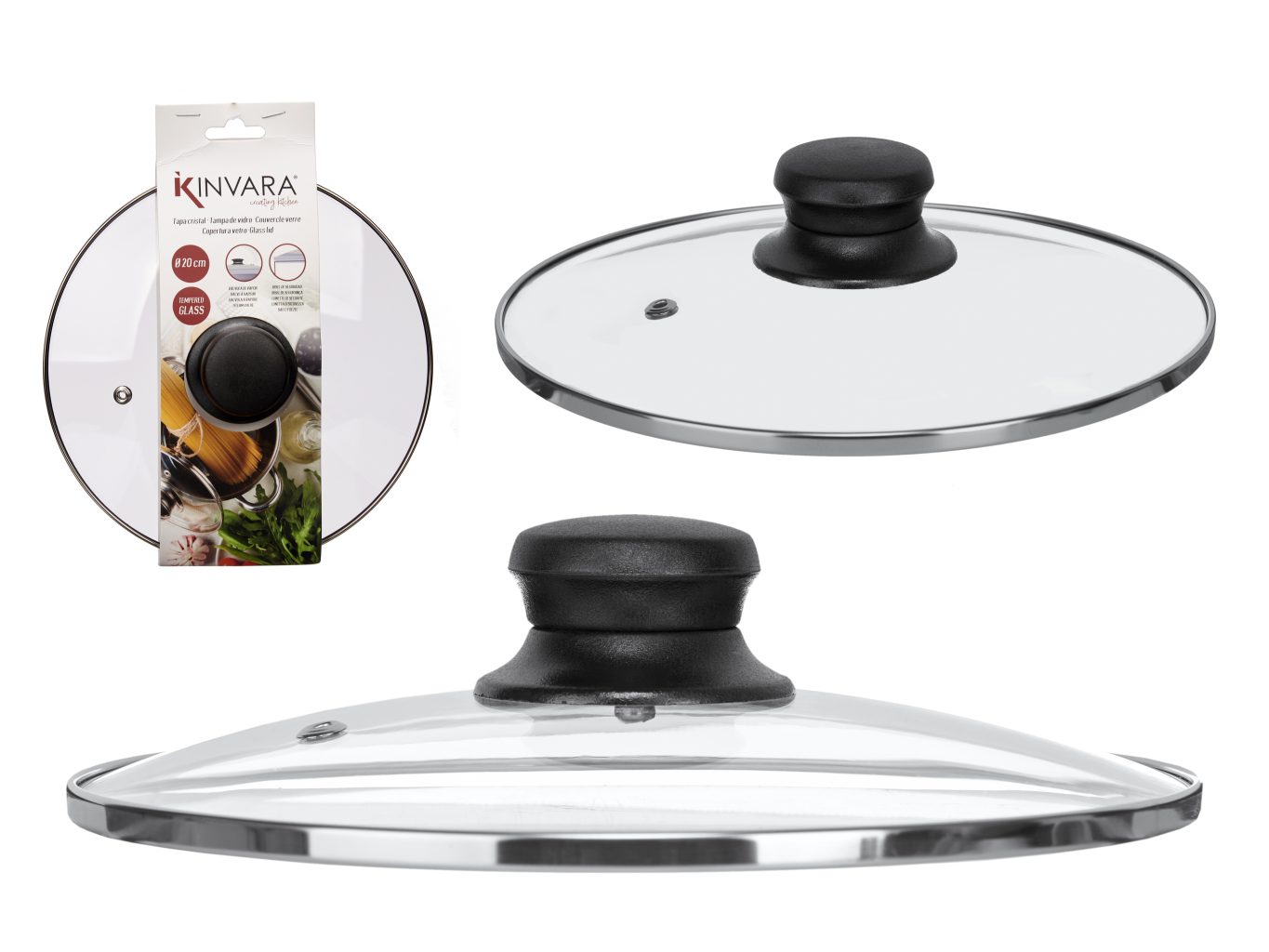 Kinvara Glass Lid Silver Edge 20cm