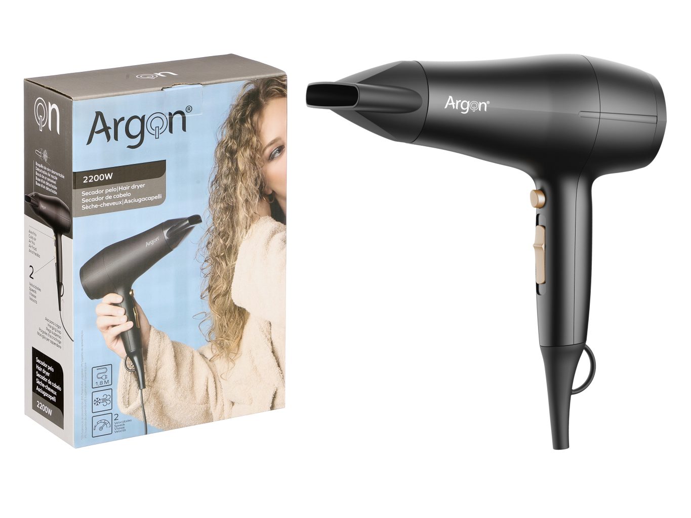 Argon Black and Gold Matt 2200W Fon Makinesi