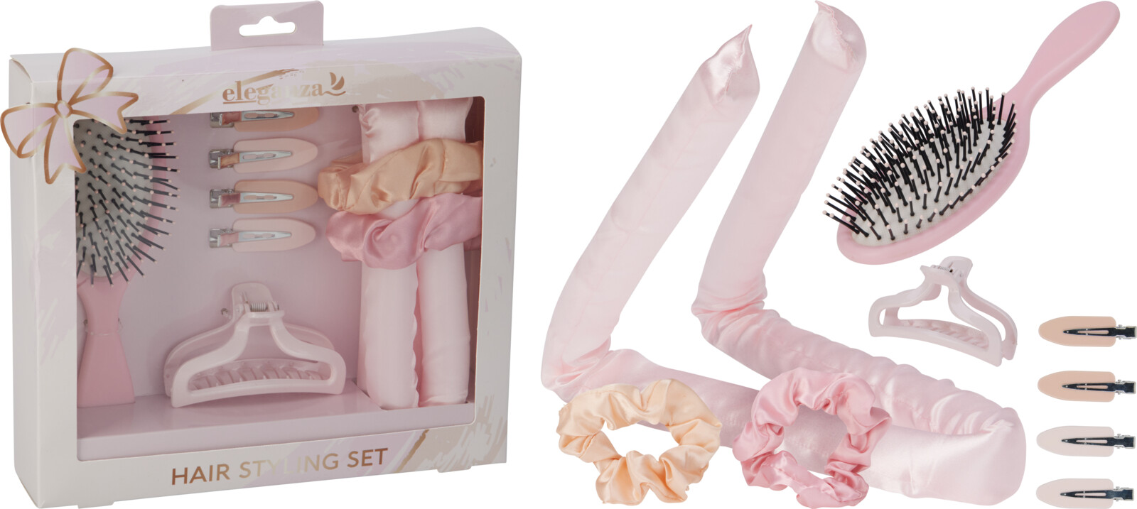 Posh Hair Brush Set 10 Pcs Pink