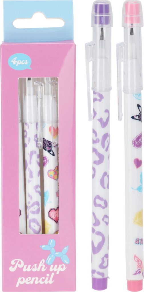 Push Pencils with Eraser 4PCS