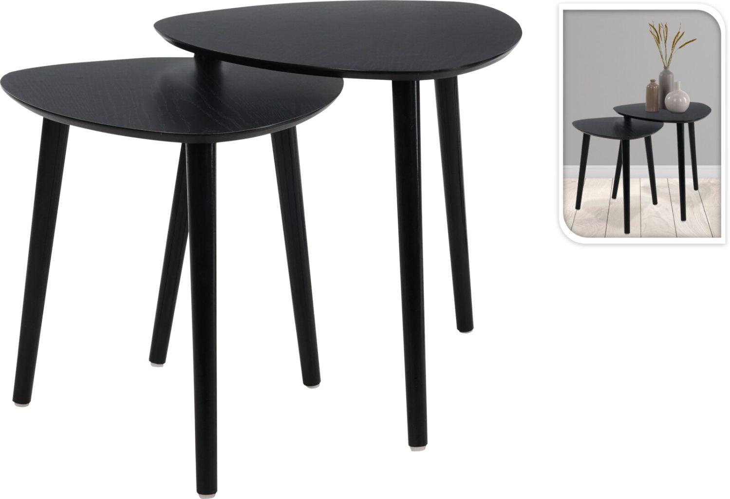 Maison Side Table Set 2PCS Black