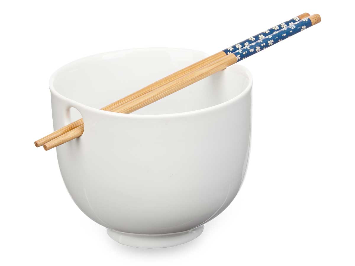 Asian White Bowl with Chopsticks
