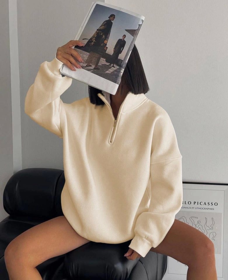 Girince 131060 Beige Half-Zip Sweatshirt