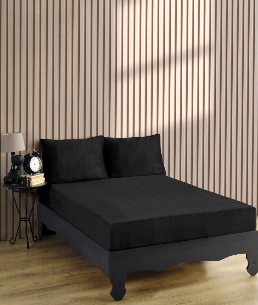 Bosssoft Lastikli Çarşaf Seti-Siyah-160*200