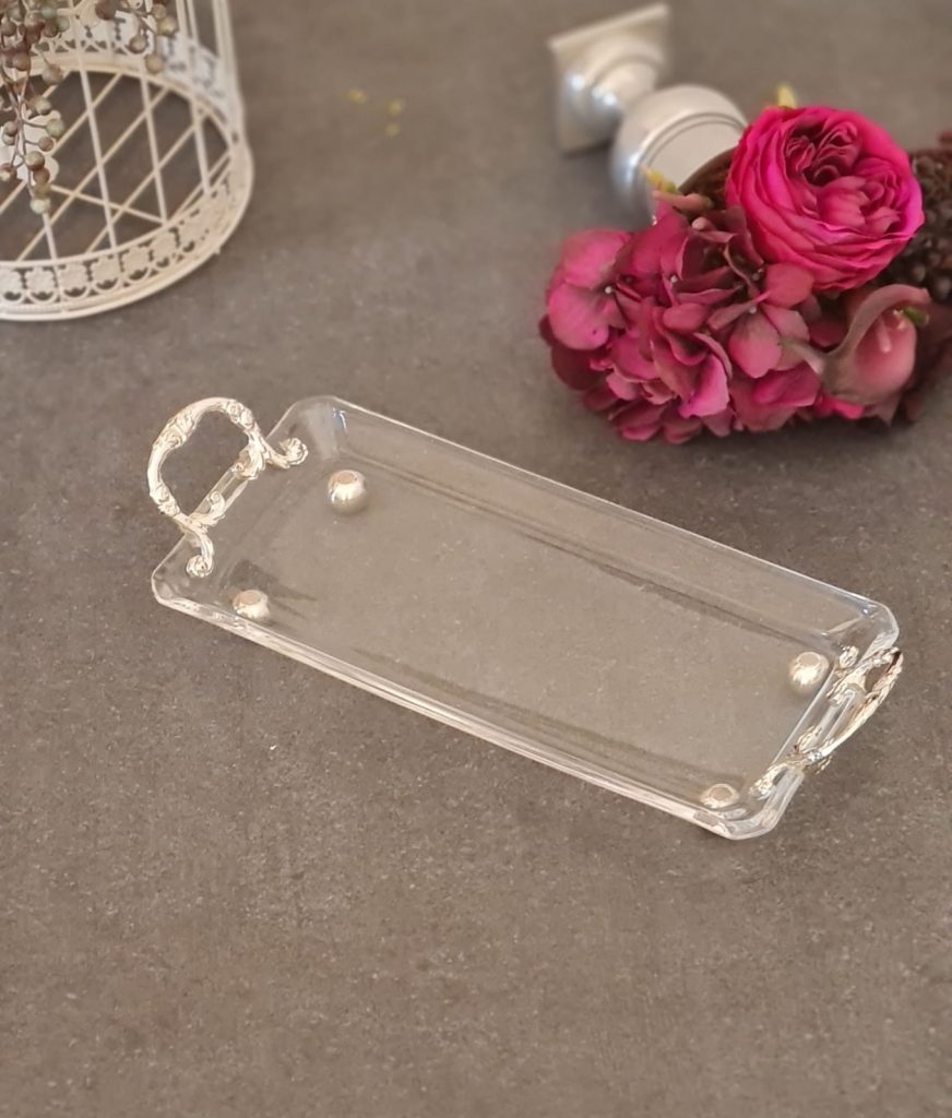 Kristal Tepsi 30x14 Gümüş