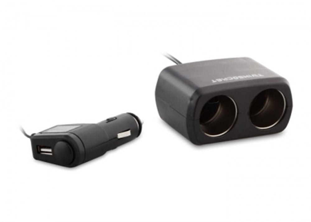 S-Link SL-242PW Разветвитель прикуривателя на 2 гнезда с USB-зарядкой, чёрный