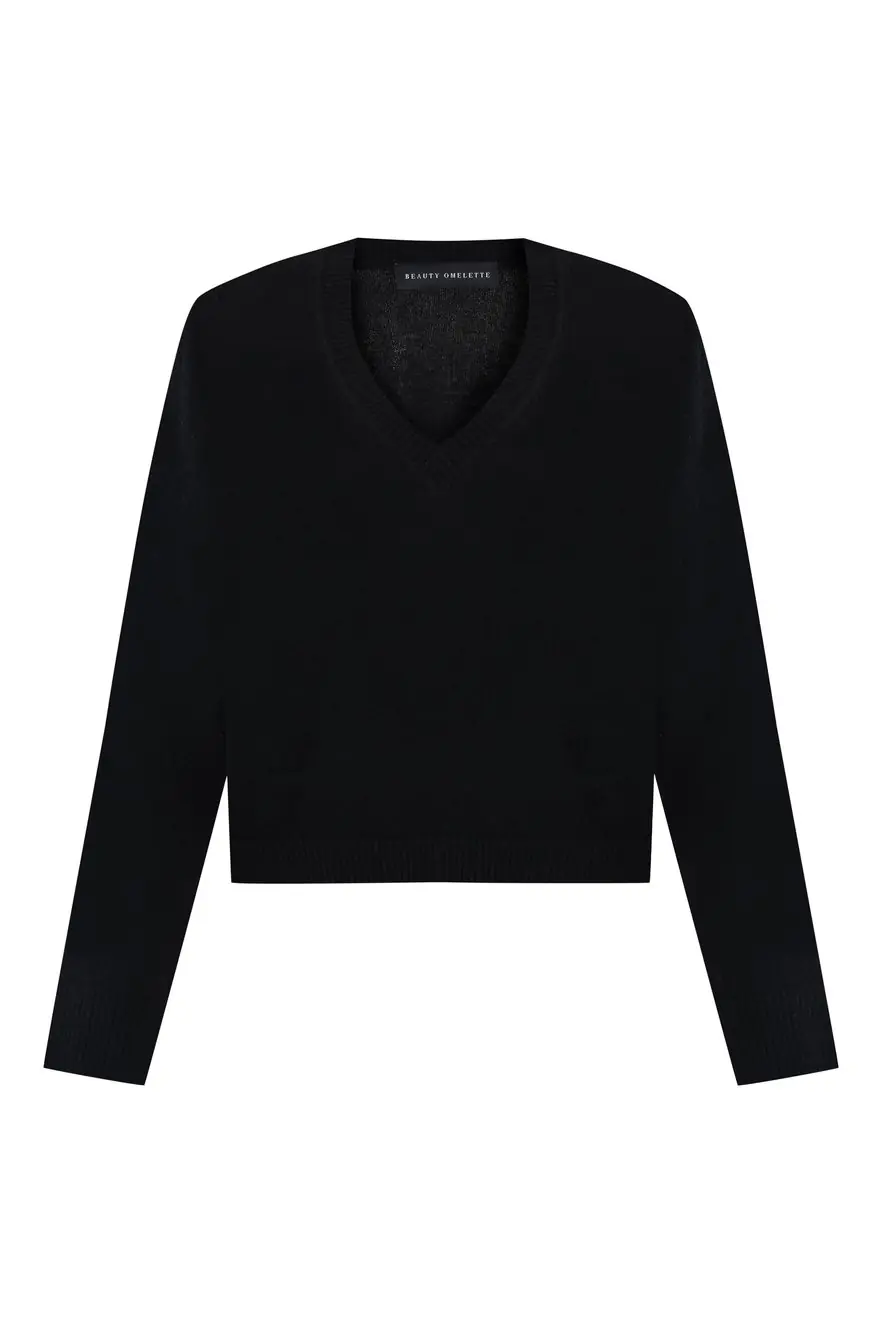 Loose Fit V Neck Wool Jumper
