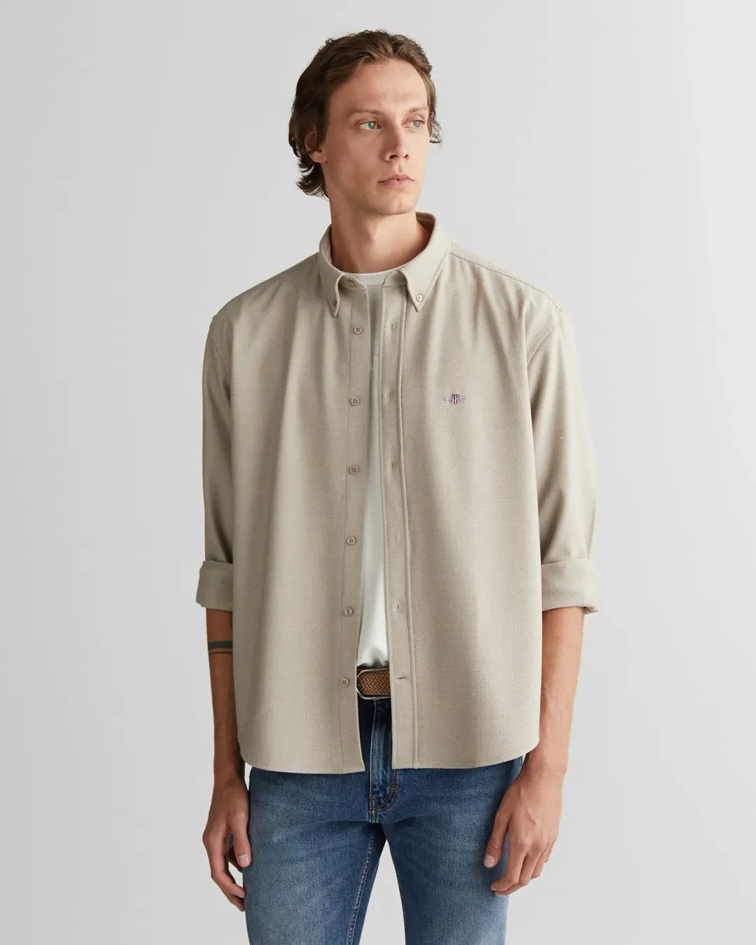 Gant Wovenshirt 1107479 Erkek Bej Uzun Kollu Gömlek