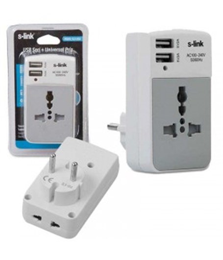 S-link SLX-05A UNIVERSAL 2A ÇEVİRİCİ PRİZ ADAPTÖR.