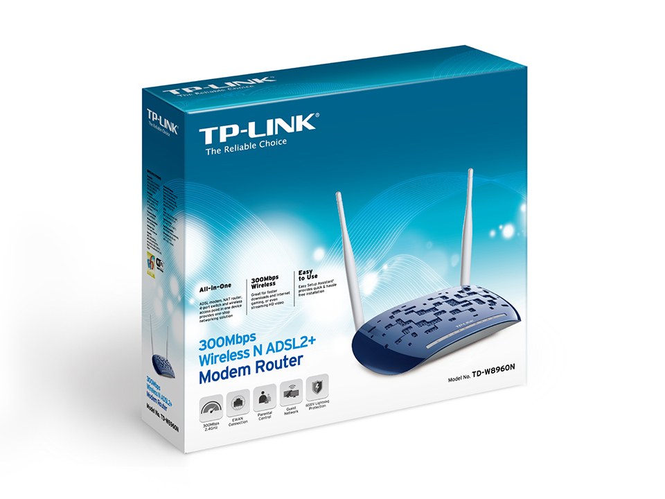 Tp-Link TD-W8960N — ADSL2+ модем-роутер, 300Mbps, 4 порта